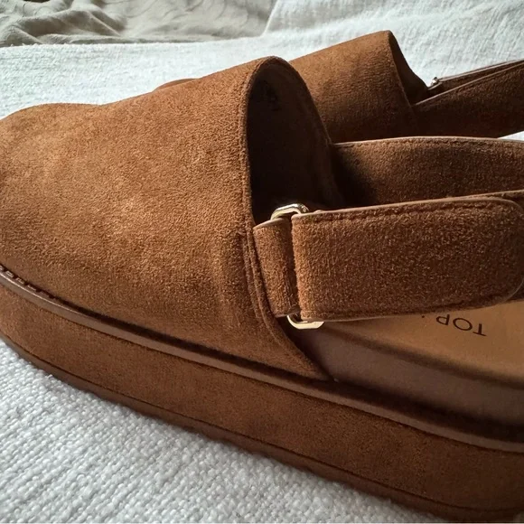 Women’s Suede Platform Slingback Clogs - Brown - Picture 5 of 7